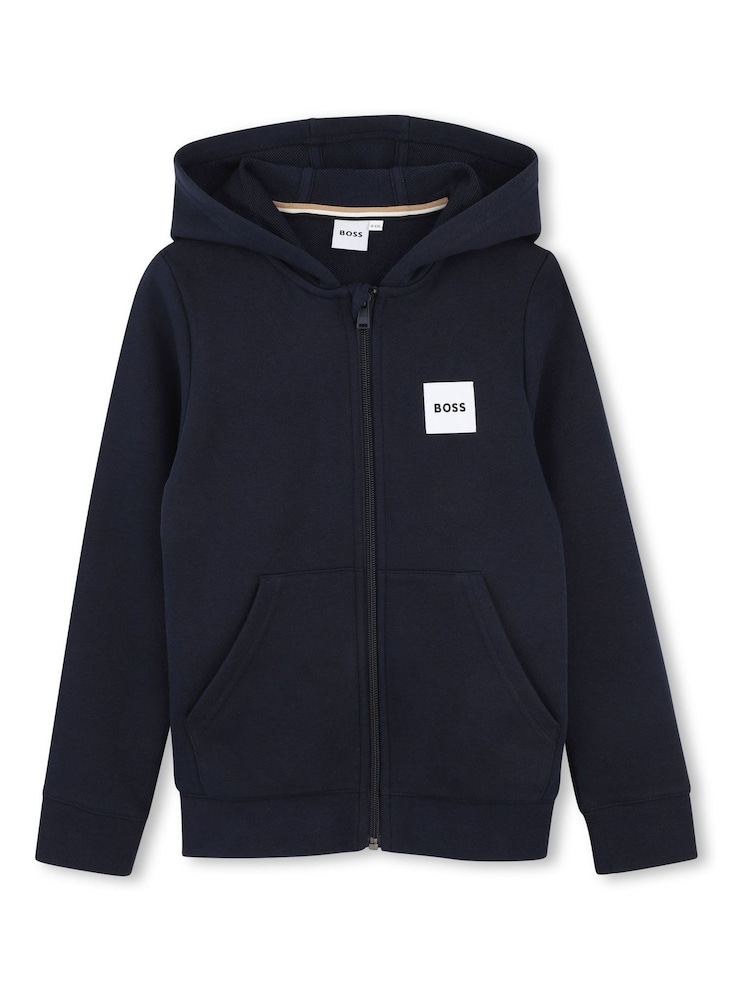 BOSS Logo Full Zip Hooded Cardigan - Imaginea 1 din 3 BOSS Logo Full Zip Hooded Cardigan - Imaginea 1 din 3