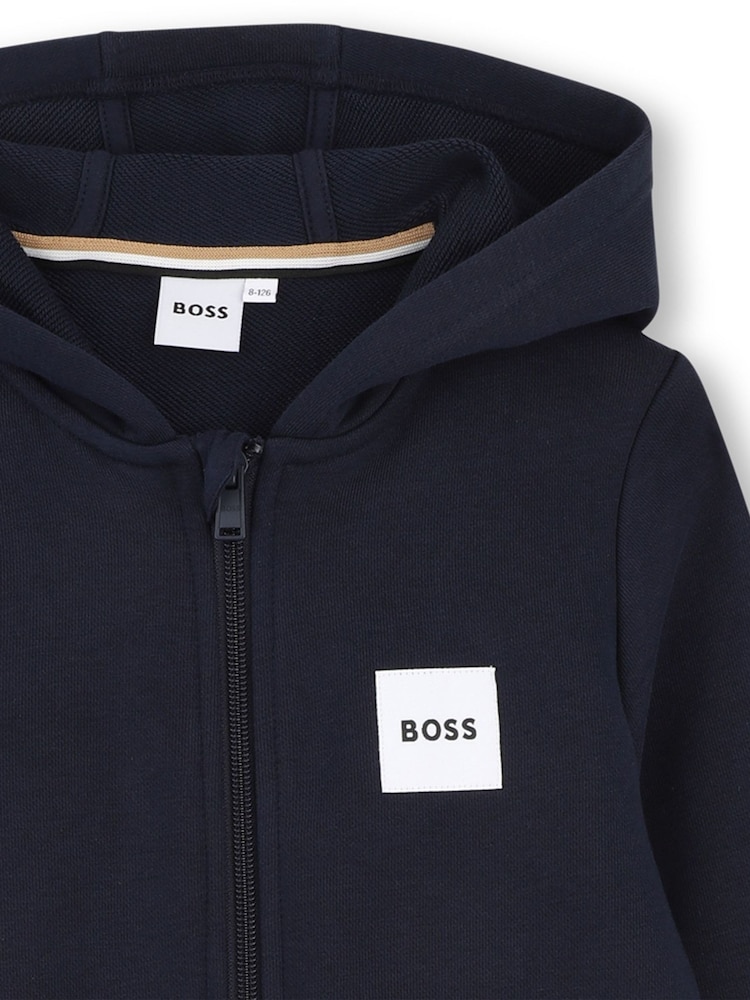BOSS Logo Full Zip Hooded Cardigan - Imaginea 3 din 3 BOSS Logo Full Zip Hooded Cardigan - Imaginea 3 din 3