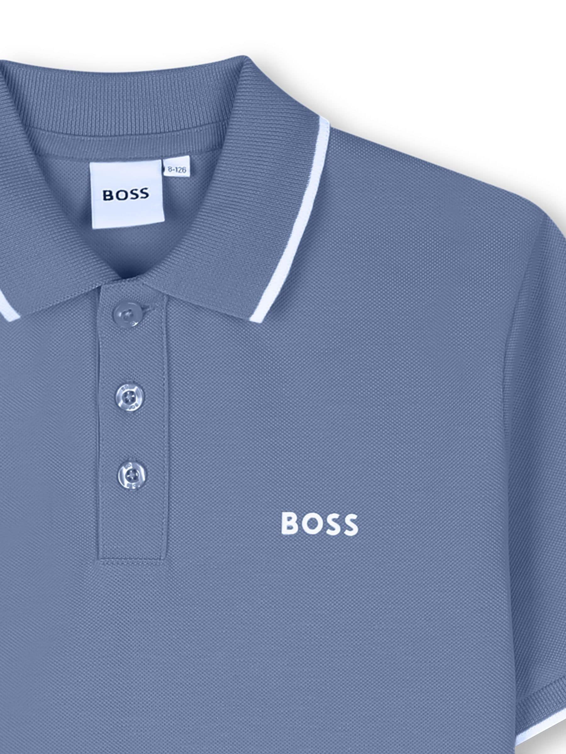 Next：日本 ブルー - BOSS コットンピケ 半袖 ポロシャツ from Next Japan