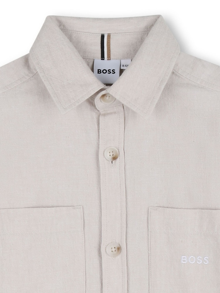BOSS Cream Short Sleeve Shirt - Image 4 of 4 BOSS Cream Short Sleeve Shirt - Image 4 of 4