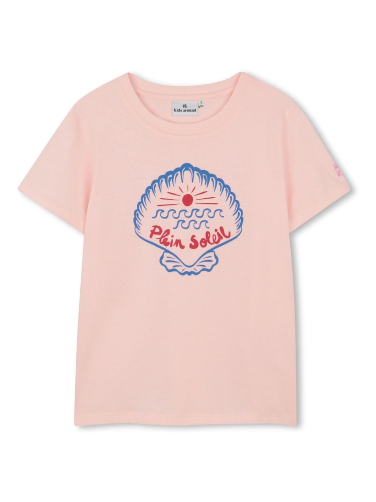 Kids Around Pink Shell Slogan Summer Graphic Print Short Sleeve T-Shirt - Image 1 of 3