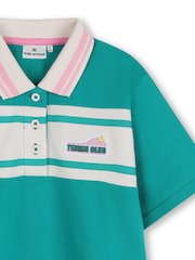 Kids Around Green Tennis Club Colourblock Short Sleeve Polo Shirt - Image 4 of 4