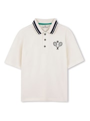 Kids Around Cream Tennis Club Back Print Graphic Short Sleeve Polo Shirt - Image 3 of 5