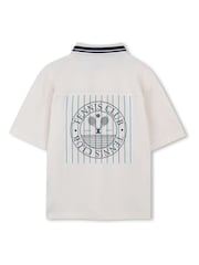 Kids Around Cream Tennis Club Back Print Graphic Short Sleeve Polo Shirt - Image 4 of 5