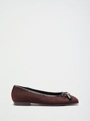 Lipsy Chocolate Brown Weave Standard Fit Square Toe Tassle Detail Ballerinas - Image 6 of 7