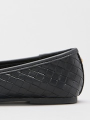 Lipsy Black Gold Branded Hardware Standard Fit Flat Workwear Ballerinas Shoe - Image 5 of 7