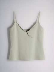 The Set 3 Pack Frill Crossover Camis Brown/Green/Neutral - Image 7 of 10
