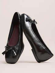 Lipsy Black Tassle Detail Slip On Ballerina School Shoes - Image 4 of 6