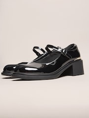 Lipsy Black Faux Leather Block Heel Maryjane School Shoes - Image 5 of 7
