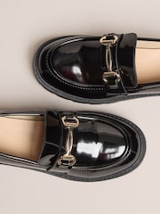 Lipsy Black Chunky Snaffle Detail Cleated Slip On School Shoes Loafers - Image 5 of 6