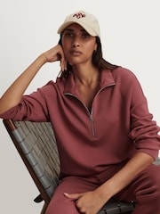 Varley Red Mavis Doublesoft Mock Neck Sweat Top - Image 1 of 5