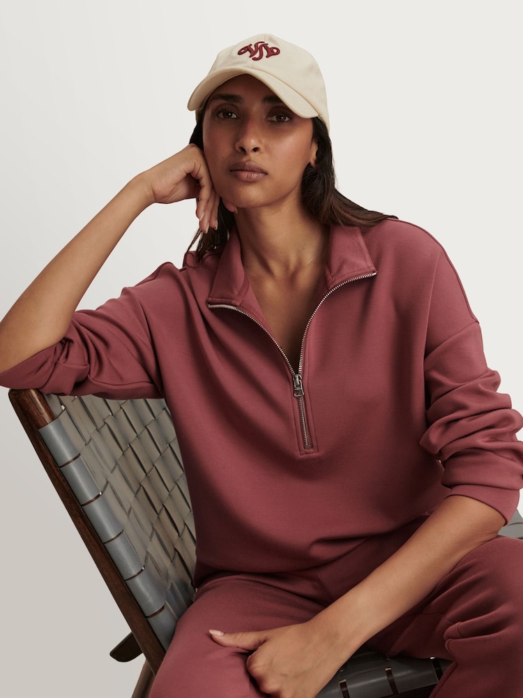 Varley Red Mavis Doublesoft Mock Neck Sweat Top - Image 1 of 5 Varley Red Mavis Doublesoft Mock Neck Sweat Top - Image 1 of 5