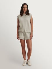 Varley Light Grey Marl Atrium High Waisted Shorts 4.5" - Image 3 of 6