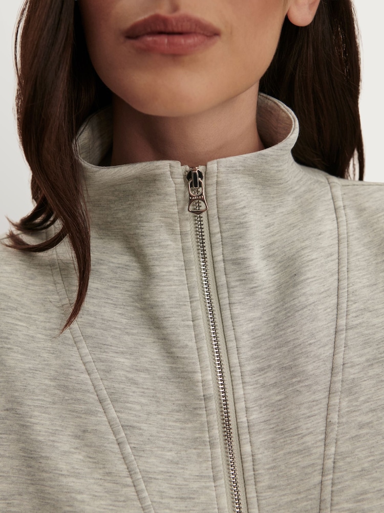 Varley Grey Arlene Doublesoft Zip Through Sweat Top - Image 2 of 5