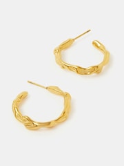 Accessorize Gold Stainless Steel Molten Hoop Earrings - Image 1 of 2