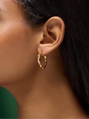 Accessorize Gold Stainless Steel Molten Hoop Earrings - Image 2 of 2