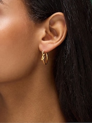 Accessorize Gold Stainless Steel Knot Hoop Earrings - Image 1 of 2