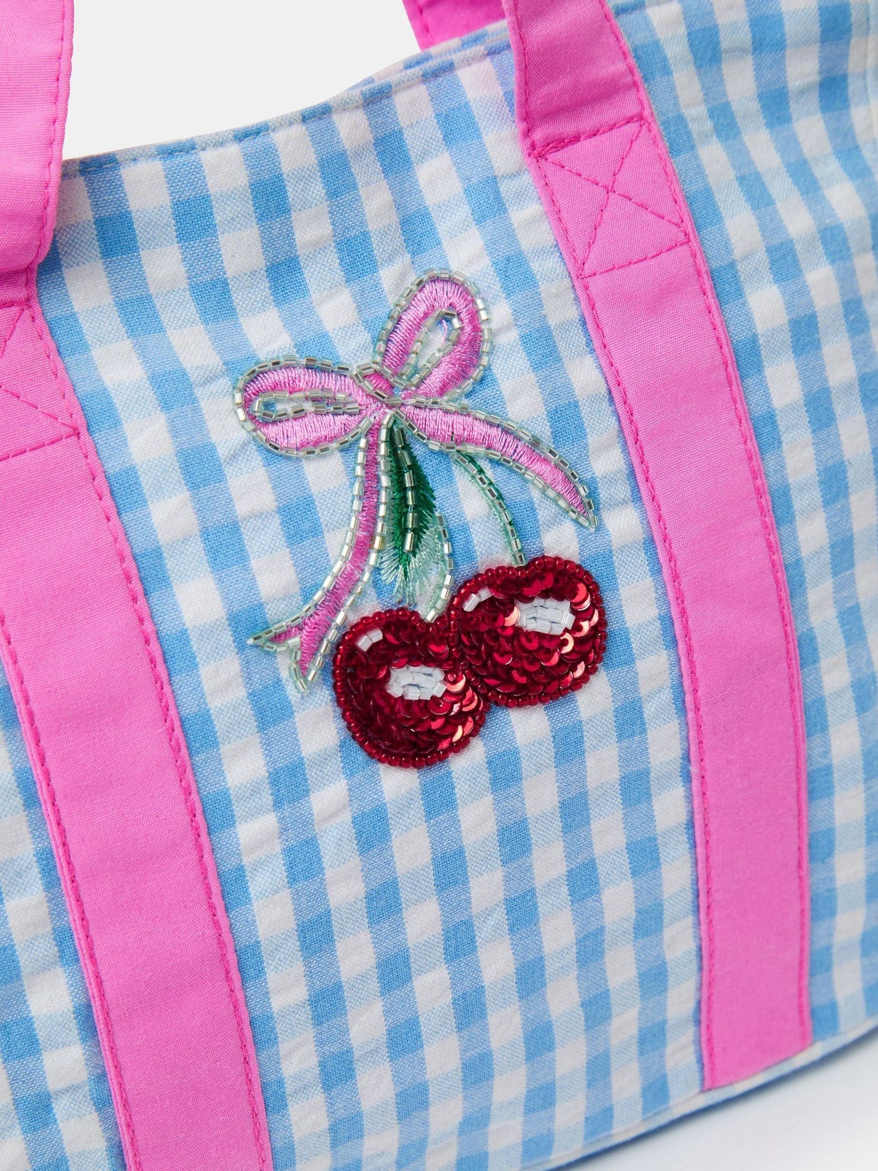 Buy Angels By Accessorize Blue Girls Mini Cherry Gingham Tote Bag