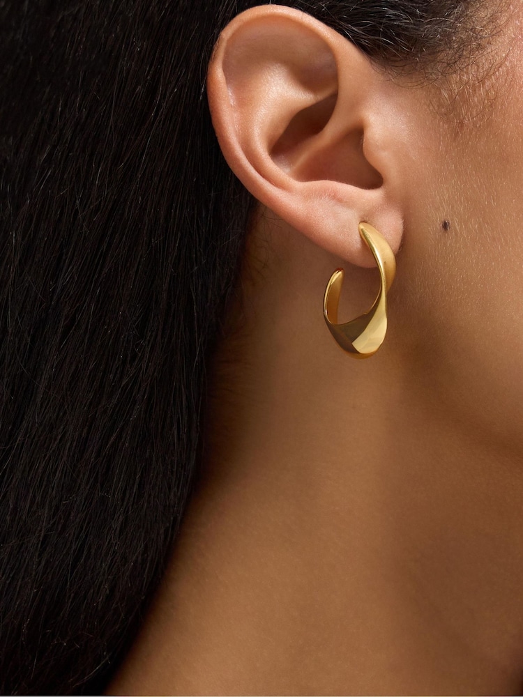 Accessorize Gold Tone Stainless Steel Oval Twist Hoop Earrings - Image 1 of 2 Accessorize Gold Tone Stainless Steel Oval Twist Hoop Earrings - Image 1 of 2