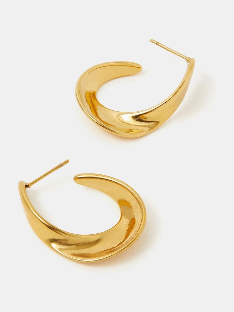 Accessorize Gold Tone Stainless Steel Oval Twist Hoop Earrings - Image 2 of 2 Accessorize Gold Tone Stainless Steel Oval Twist Hoop Earrings - Image 2 of 2