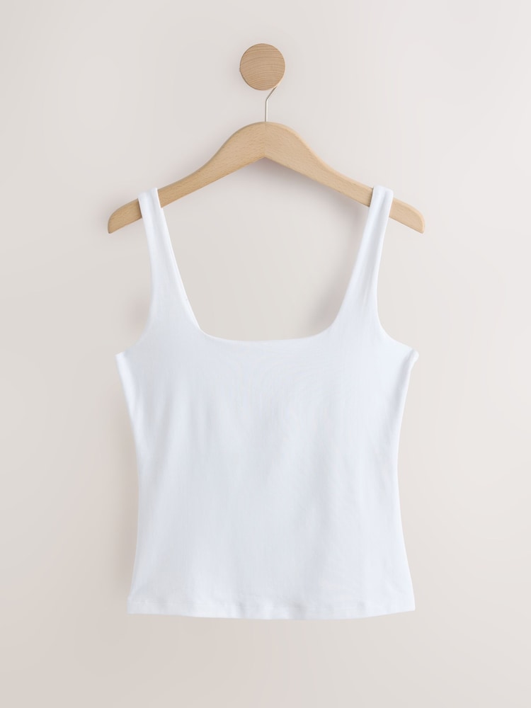 White Soft Touch Slinky Scoop Neck Vest Top - Image 1 of 3
