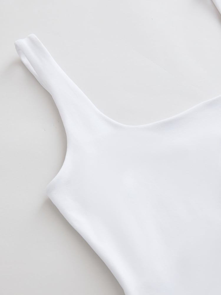 White Soft Touch Slinky Scoop Neck Vest Top - Image 2 of 3