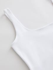 White Soft Touch Slinky Scoop Neck Vest Top - Image 6 of 7