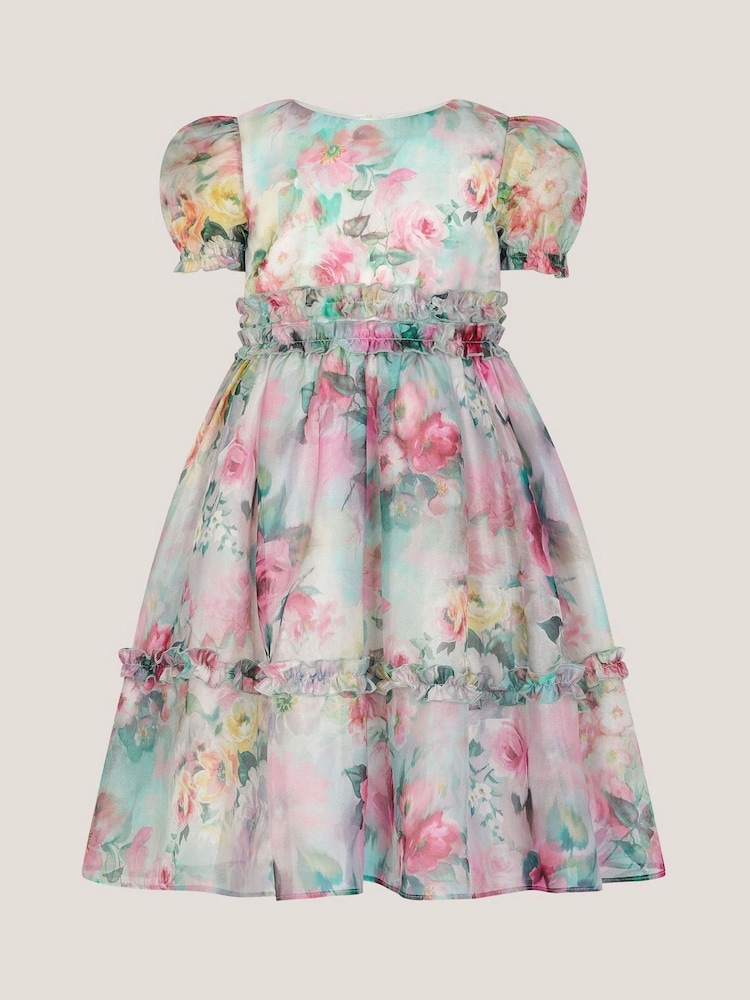 Monsoon Cream Floral Print Ruffle Tiered Dress - Image 2 of 4 Monsoon Cream Floral Print Ruffle Tiered Dress - Image 2 of 4