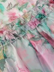 Monsoon Cream Floral Print Ruffle Tiered Dress - Image 4 of 4