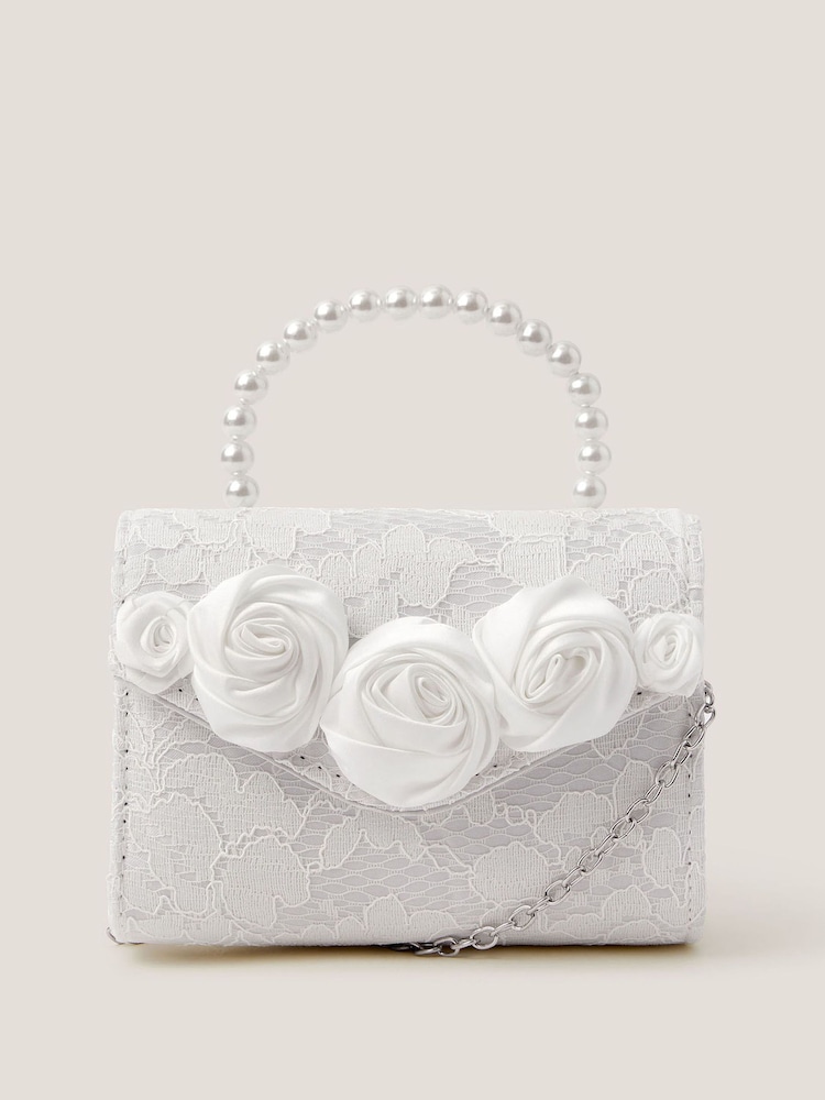 Monsoon Cream Rosette Pearl Mini Bag - Image 1 of 4 Monsoon Cream Rosette Pearl Mini Bag - Image 1 of 4