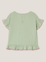Monsoon Green Butterfly Embellished Frill T-Shirt - Image 3 of 4