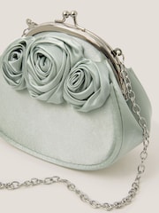 Monsoon Green Rose Satin Clip Frame Bag - Image 3 of 4