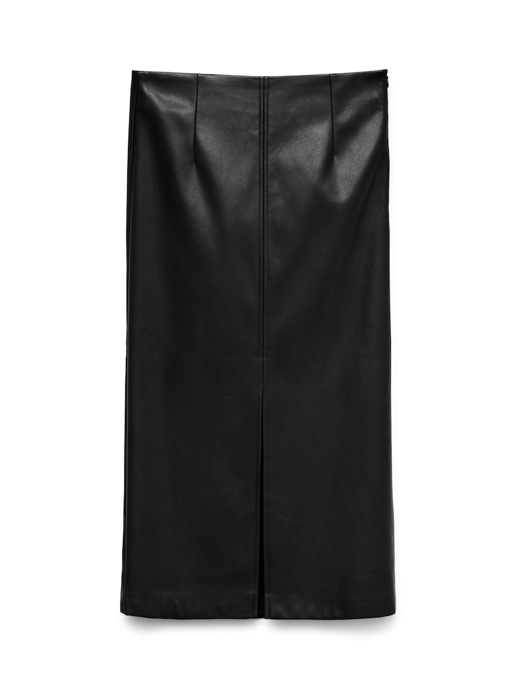 VERO MODA Black High Waisted Coated Midi Skirt - Image 5 of 5