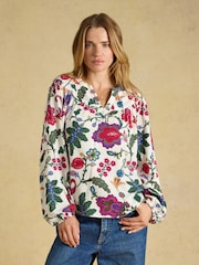 Joules Elodie White Floral Popover Blouse - Image 1 of 6