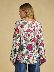 Joules Elodie White Floral Popover Blouse - Image 2 of 6