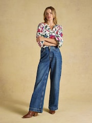 Joules Elodie White Floral Popover Blouse - Image 4 of 6