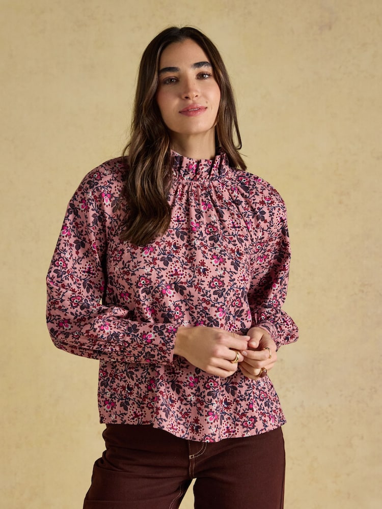 Joules Amber Pink Floral Tie Blouse - Image 1 of 9 Joules Amber Pink Floral Tie Blouse - Image 1 of 9