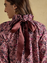 Joules Amber Pink Floral Tie Blouse - Image 4 of 9