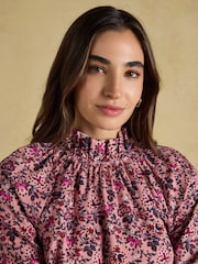 Joules Amber Pink Floral Tie Blouse - Image 6 of 9