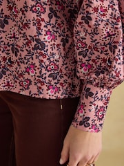 Joules Amber Pink Floral Tie Blouse - Image 8 of 9