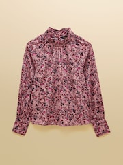 Joules Amber Pink Floral Tie Blouse - Image 9 of 9