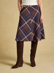 Joules Avery Navy Check Short Panel Skirt - Image 1 of 7