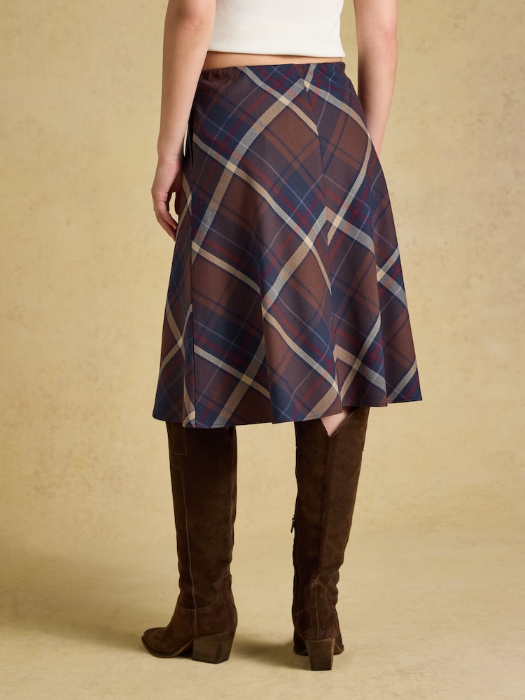 Joules Avery Navy Check Short Panel Skirt - Image 2 of 7