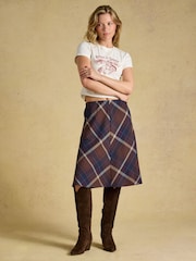 Joules Avery Navy Check Short Panel Skirt - Image 3 of 7