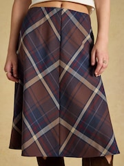 Joules Avery Navy Check Short Panel Skirt - Image 6 of 7