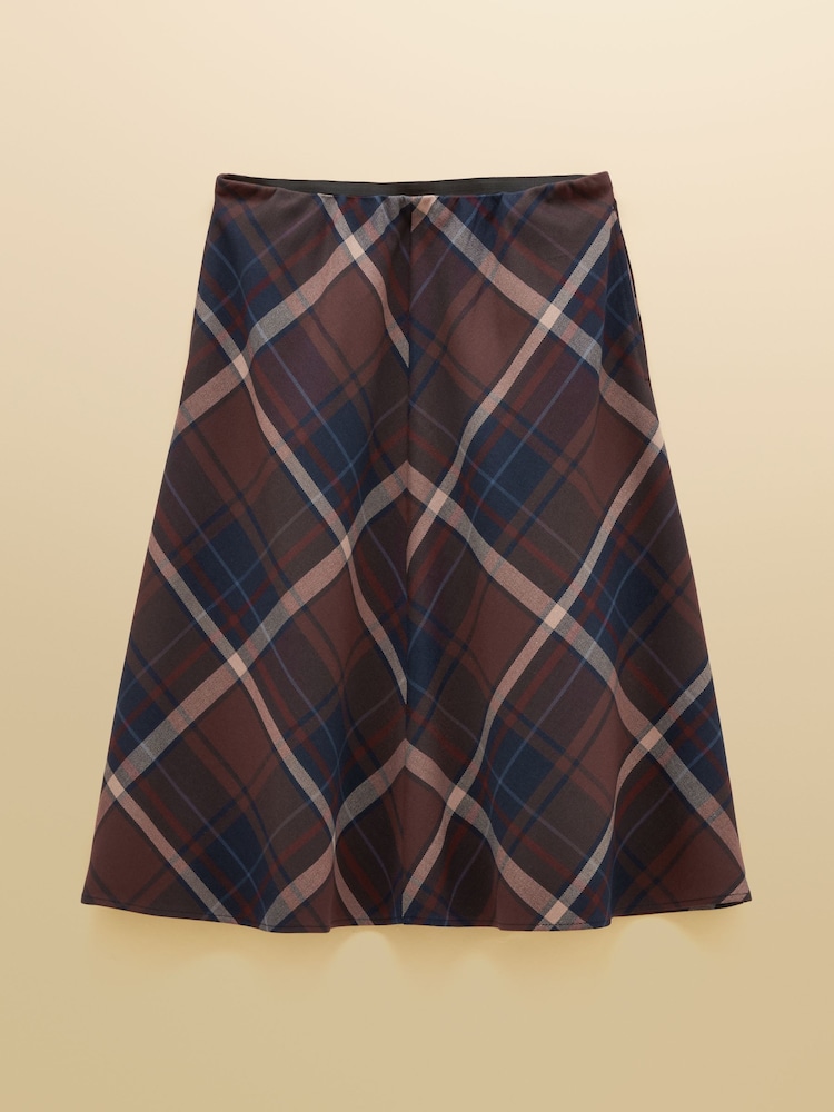 Joules Avery Navy Check Short Panel Skirt - Image 7 of 7
