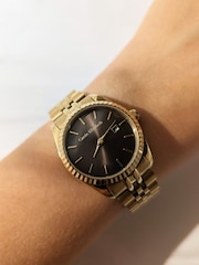 Carrie Elizabeth Gold Tone Aurora Chocolate Luxe Link Watch - Image 1 of 4