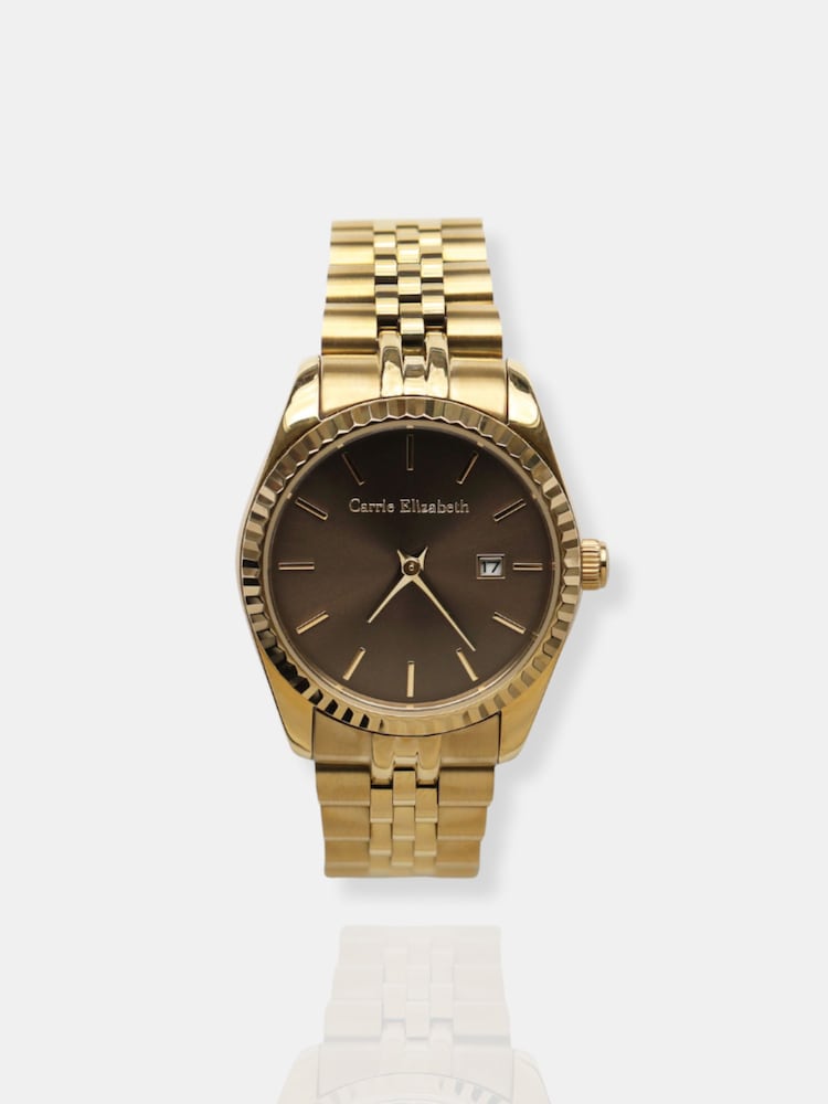 Carrie Elizabeth Gold Tone Aurora Chocolate Luxe Link Watch - Image 2 of 4