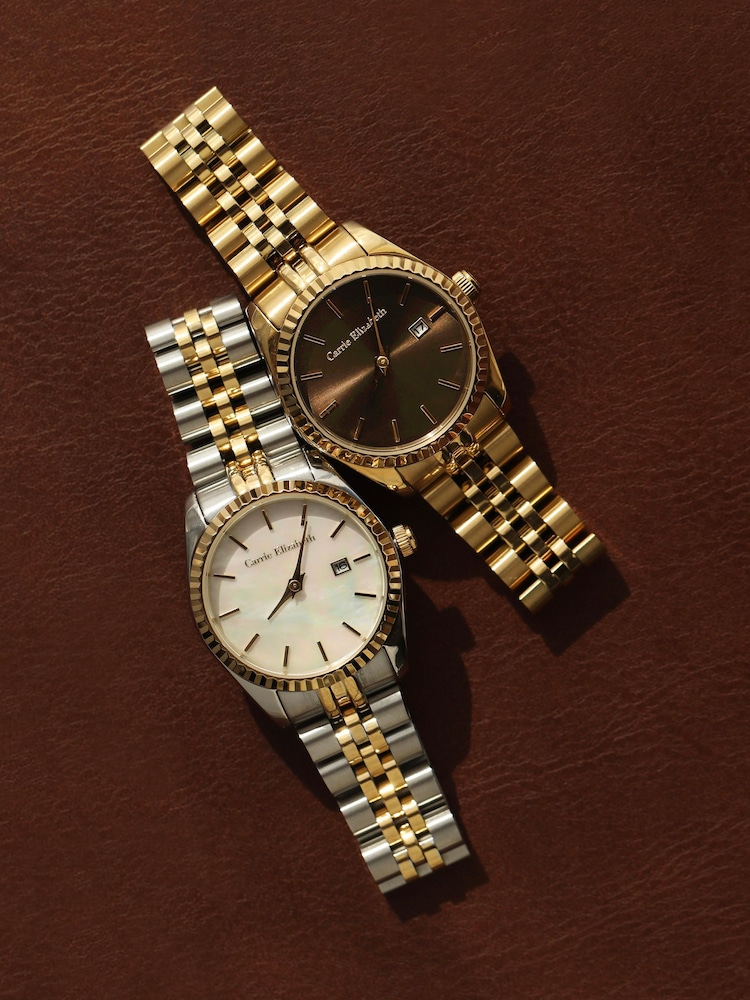 Carrie Elizabeth Silver Tone Luna Pearl Luxe Link Watch - Image 2 of 4