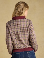 Joules Laurel Burgundy Houndstooth Check Long Sleeve Jersey Top - Image 2 of 8